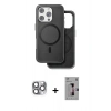 MARSİLYAN™- iPhone 16 Pro Max Kılıf Pusula Işık Koleksiyonu - Siyah Bilvis 3D Mat Cam Ekran Koruyucu + Pers Alüminyum Kamera Lens - GI