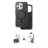 MARSİLYAN™- iPhone 16 Pro Max Kılıf Pusula Işık Koleksiyonu - Siyah Bilvis 3X AR Hayalet Cam Ekran Koruyucu + Bilvis Titan Kamera Lens - SH