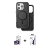 MARSİLYAN™- iPhone 16 Pro Max Kılıf Pusula Işık Koleksiyonu - Siyah Bilvis 3X AR Hayalet Cam Ekran Koruyucu + Bilvis Titan Kamera Lens - GS