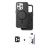MARSİLYAN™- iPhone 16 Pro Max Kılıf Pusula Işık Koleksiyonu - Siyah Bilvis 3X AR Hayalet Cam Ekran Koruyucu + PVD Metal Kamera Lens - SH
