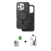 MARSİLYAN™- iPhone 16 Pro Max Kılıf Pusula Işık Koleksiyonu - Siyah Bilvis 3X AR Hayalet Cam Ekran Koruyucu + Raze Metal Kamera Lens - NLGY