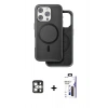 MARSİLYAN™- iPhone 16 Pro Max Kılıf Pusula Işık Koleksiyonu - Siyah Bilvis 3X AR Hayalet Cam Ekran Koruyucu + PVD Metal Kamera Lens - GS