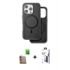 MARSİLYAN™- iPhone 16 Pro Max Kılıf Pusula Işık Koleksiyonu - Siyah Bilvis 3X AR Hayalet Cam Ekran Koruyucu + Raze Metal Kamera Lens - CLTM