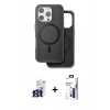 MARSİLYAN™- iPhone 16 Pro Max Kılıf Pusula Işık Koleksiyonu - Siyah Bilvis 3X AR Hayalet Cam Ekran Koruyucu + Bilvis Titan Kamera Lens - TMGI