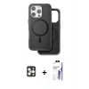 MARSİLYAN™- iPhone 16 Pro Max Kılıf Pusula Işık Koleksiyonu - Siyah Bilvis 3X AR HD Cam Ekran Koruyucu + PVD Metal Kamera Lens - GD