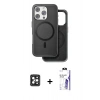 MARSİLYAN™- iPhone 16 Pro Max Kılıf Pusula Işık Koleksiyonu - Siyah Bilvis 3X AR HD Cam Ekran Koruyucu + PVD Metal Kamera Lens - SH