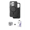 MARSİLYAN™- iPhone 16 Pro Max Kılıf Pusula Işık Koleksiyonu - Siyah Bilvis 3X AR HD Cam Ekran Koruyucu + Pers Alüminyum Kamera Lens - GI