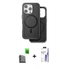 MARSİLYAN™- iPhone 16 Pro Max Kılıf Pusula Işık Koleksiyonu - Siyah Bilvis 3X AR HD Cam Ekran Koruyucu + Raze Metal Kamera Lens - SH