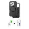 MARSİLYAN™- iPhone 16 Pro Max Kılıf Pusula Işık Koleksiyonu - Siyah Bilvis 3X AR HD Cam Ekran Koruyucu + Raze Metal Kamera Lens - BZ