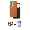MARSİLYAN™- iPhone 16 Pro Max Kılıf Pusula Işık Koleksiyonu - Siyah Bilvis 5in1 3D Magic Cam Ekran Koruyucu + Çöl Titanyum Pers Alüminyum Kamera Lens