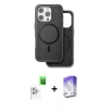 MARSİLYAN™- iPhone 16 Pro Max Kılıf Pusula Işık Koleksiyonu - Siyah Bilvis 5in1 3D Magic Cam Ekran Koruyucu + Raze Metal Kamera Lens - BZ