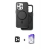 MARSİLYAN™- iPhone 16 Pro Max Kılıf Pusula Işık Koleksiyonu - Siyah Bilvis 5in1 3D Magic Cam Ekran Koruyucu + PVD Metal Kamera Lens - SH