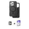 MARSİLYAN™- iPhone 16 Pro Max Kılıf Pusula Işık Koleksiyonu - Siyah Bilvis 5in1 3D Magic Cam Ekran Koruyucu + PVD Metal Kamera Lens - GD