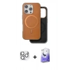 MARSİLYAN™- iPhone 16 Pro Max Kılıf Pusula Işık Koleksiyonu - Siyah Bilvis 5in1 5D Magic Hayalet Cam Ekran Koruyucu + Gümüş Pers Alüminyum Kamera Lens