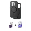MARSİLYAN™- iPhone 16 Pro Max Kılıf Pusula Işık Koleksiyonu - Siyah Bilvis 5in1 5D Magic Hayalet Cam Ekran Koruyucu + Bilvis Titan Kamera Lens - SH