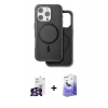 MARSİLYAN™- iPhone 16 Pro Max Kılıf Pusula Işık Koleksiyonu - Siyah Bilvis 5in1 5D Magic Hayalet Cam Ekran Koruyucu + Bilvis Titan Kamera Lens - GS
