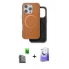 MARSİLYAN™- iPhone 16 Pro Max Kılıf Pusula Işık Koleksiyonu - Siyah Bilvis 5in1 5D Magic Hayalet Cam Ekran Koruyucu + Siyah Raze Metal Kamera Lens