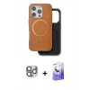 MARSİLYAN™- iPhone 16 Pro Max Kılıf Pusula Işık Koleksiyonu - Siyah Bilvis 5in1 5D Magic Hayalet Cam Ekran Koruyucu + Pers Alüminyum Kamera Lens - GI