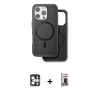 MARSİLYAN™- iPhone 16 Pro Max Kılıf Pusula Işık Koleksiyonu - Siyah Bilvis Hayalet Cam Ekran Koruyucu + PVD Metal Kamera Lens - GS