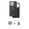MARSİLYAN™- iPhone 16 Pro Max Kılıf Pusula Işık Koleksiyonu - Siyah Bilvis Hayalet Cam Ekran Koruyucu + Pers Alüminyum Kamera Lens - GI