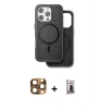 MARSİLYAN™- iPhone 16 Pro Max Kılıf Pusula Işık Koleksiyonu - Siyah Bilvis Hayalet Cam Ekran Koruyucu + Pers Alüminyum Kamera Lens - CLTM