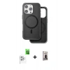 MARSİLYAN™- iPhone 16 Pro Max Kılıf Pusula Işık Koleksiyonu - Siyah Bilvis Hayalet Cam Ekran Koruyucu + Raze Metal Kamera Lens - BZ