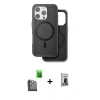 MARSİLYAN™- iPhone 16 Pro Max Kılıf Pusula Işık Koleksiyonu - Siyah Bilvis Hayalet Cam Ekran Koruyucu + Siyah Raze Metal Kamera Lens