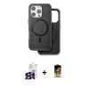 MARSİLYAN™- iPhone 16 Pro Max Kılıf Pusula Işık Koleksiyonu - Siyah Buffer Cam Ekran Koruyucu + Bilvis Titan Kamera Lens - SH