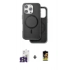 MARSİLYAN™- iPhone 16 Pro Max Kılıf Pusula Işık Koleksiyonu - Siyah Buffer Cam Ekran Koruyucu + Bilvis Titan Kamera Lens - GS
