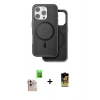 MARSİLYAN™- iPhone 16 Pro Max Kılıf Pusula Işık Koleksiyonu - Siyah Buffer Cam Ekran Koruyucu + Raze Metal Kamera Lens - NLGY