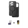MARSİLYAN™- iPhone 16 Pro Max Kılıf Pusula Işık Koleksiyonu - Siyah Buffer Cam Ekran Koruyucu + Titanyum Gri Bilvis Titan Kamera Lens