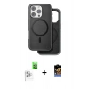 MARSİLYAN™- iPhone 16 Pro Max Kılıf Pusula Işık Koleksiyonu - Siyah Buffer Hayalet Cam Ekran Koruyucu + Raze Metal Kamera Lens - BZ