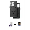 MARSİLYAN™- iPhone 16 Pro Max Kılıf Pusula Işık Koleksiyonu - Siyah Buffer Hayalet Cam Ekran Koruyucu + Bilvis Titan Kamera Lens - TMGI
