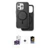 MARSİLYAN™- iPhone 16 Pro Max Kılıf Pusula Işık Koleksiyonu - Siyah Buffer Hayalet Cam Ekran Koruyucu + Bilvis Titan Kamera Lens - SH