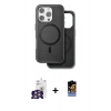 MARSİLYAN™- iPhone 16 Pro Max Kılıf Pusula Işık Koleksiyonu - Siyah Buffer Hayalet Cam Ekran Koruyucu + Bilvis Titan Kamera Lens - GS