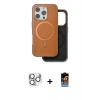 MARSİLYAN™- iPhone 16 Pro Max Kılıf Pusula Işık Koleksiyonu - Siyah Buffer Hayalet Cam Ekran Koruyucu + Gümüş Pers Alüminyum Kamera Lens