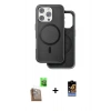 MARSİLYAN™- iPhone 16 Pro Max Kılıf Pusula Işık Koleksiyonu - Siyah Buffer Hayalet Cam Ekran Koruyucu + Raze Metal Kamera Lens - CLTM
