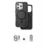 MARSİLYAN™- iPhone 16 Pro Max Kılıf Pusula Işık Koleksiyonu - Siyah Joko Magic 5D Cam + Pers Alüminyum Kamera Lens - GS