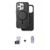 MARSİLYAN™- iPhone 16 Pro Max Kılıf Pusula Işık Koleksiyonu - Siyah Joko Magic 5D Cam + Titanyum Gri Bilvis Titan Kamera Lens