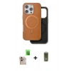 MARSİLYAN™- iPhone 16 Pro Max Kılıf Pusula Işık Koleksiyonu - Siyah Joko Magic 5D Hayalet Cam + Natural Grey Raze Metal Kamera Lens
