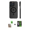 MARSİLYAN™- iPhone 16 Pro Max Kılıf Pusula Minimal Koleksiyonu - Şeffaf 360 Full Body Arka Koruyucu + Raze Metal Kamera Lens - CLTM