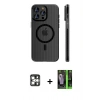 MARSİLYAN™- iPhone 16 Pro Max Kılıf Pusula Minimal Koleksiyonu - Şeffaf 360 Full Body Arka Koruyucu + Gümüş PVD Metal Kamera Lens