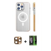 MARSİLYAN™- iPhone 16 Pro Max Kılıf Pusula Minimal Koleksiyonu - Şeffaf 360 Full Body Arka Koruyucu + Pers Alüminyum Kamera Lens - CLTM