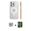 MARSİLYAN™- iPhone 16 Pro Max Kılıf Pusula Minimal Koleksiyonu - Şeffaf 360 Full Body Arka Koruyucu + Pers Alüminyum Kamera Lens - GI