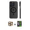 MARSİLYAN™- iPhone 16 Pro Max Kılıf Pusula Minimal Koleksiyonu - Şeffaf 360 Full Body Arka Koruyucu + Pers Alüminyum Kamera Lens - CLTM