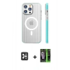 MARSİLYAN™- iPhone 16 Pro Max Kılıf Pusula Minimal Koleksiyonu - Şeffaf 360 Full Body Arka Koruyucu + PVD Metal Kamera Lens - SH