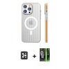 MARSİLYAN™- iPhone 16 Pro Max Kılıf Pusula Minimal Koleksiyonu - Şeffaf 360 Full Body Arka Koruyucu + PVD Metal Kamera Lens - SH