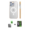 MARSİLYAN™- iPhone 16 Pro Max Kılıf Pusula Minimal Koleksiyonu - Şeffaf 360 Full Body Arka Koruyucu + Raze Metal Kamera Lens - SH