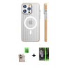 MARSİLYAN™- iPhone 16 Pro Max Kılıf Pusula Minimal Koleksiyonu - Şeffaf 360 Full Body Arka Koruyucu + Raze Metal Kamera Lens - NLGY