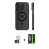 MARSİLYAN™- iPhone 16 Pro Max Kılıf Pusula Minimal Koleksiyonu - Şeffaf 360 Full Body Arka Koruyucu + Bilvis Titan Kamera Lens - TMGI